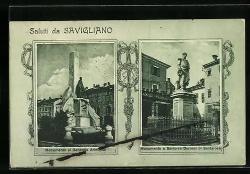 AK Savigliano, Monumento al Generale Arimondi, Monumento a Santorre Derossi di Santarosa