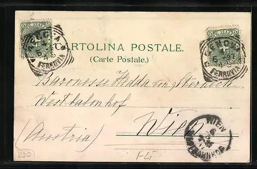 Lithographie Genova, Monumento a Cristoforo Colombo, Panorama