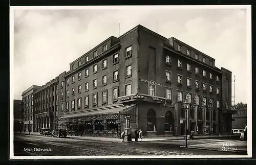 AK Mähr.- Ostrau, Bergmannhaus von der Strasse gesehen