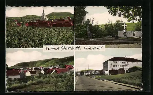 AK Oberrotweil a. K., Ortsansicht, Friedhof, Gewerbegebäude