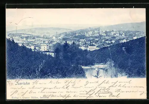 AK Iserlohn, Ortsansicht aus der Vogelschau