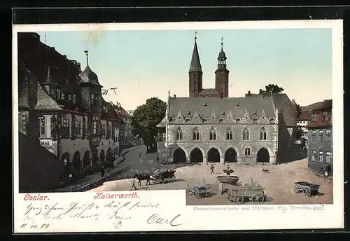 AK Goslar, Kaiserworth aus der Vogelschau