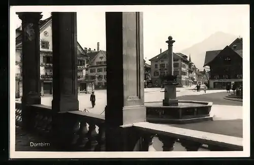 AK Dornbirn, Platz mit Brunnen