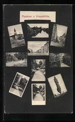 AK Kromerize, Bachpartie, Rathaus und Kirche