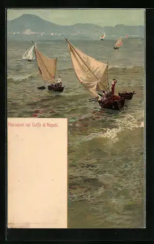 Künstler-AK Napoli, Pescatori nel Golfo di Napoli