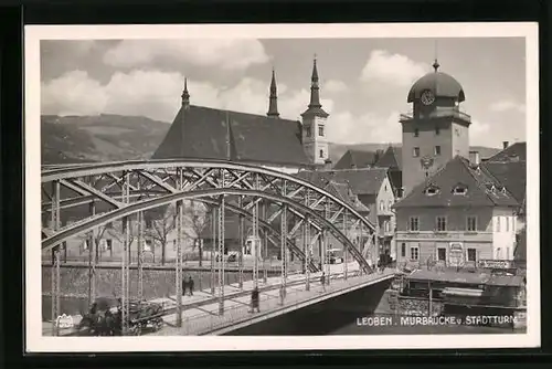 AK Leoben, Murbrücke und Stadtturm