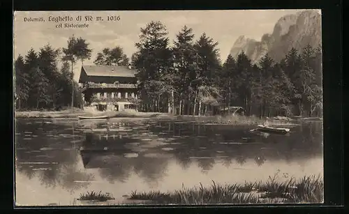 AK Fie, Dolomiti, Laghetto di Fie col Restaurante