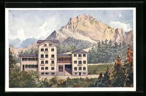 Künstler-AK S. Martino di Castrozza, Hotel S. Martino