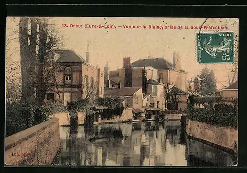 AK Dreux, Vue sur la Blaise, prise de la Sous-Prefecture
