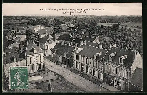 AK Arrou, Vue Panoramique, Quartier de la Mairie