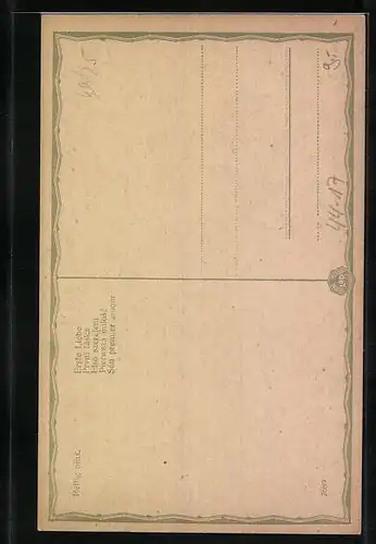 Künstler-AK Erste Liebe, das Mädchen mit der Lieblingspuppe