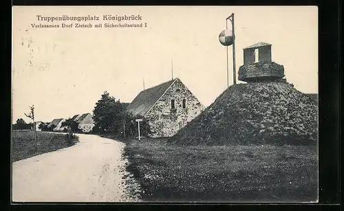 AK Königsbrück i. Sa., Truppenübungsplatz, Verlassenes Dorf Zietsch mit Sicherheitsstand I