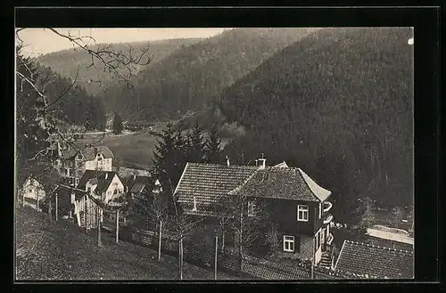 AK Schönmünzach, Blick über die Wohnhäuser ins Tal