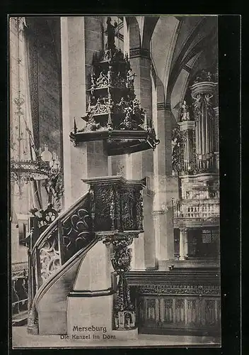 AK Merseburg, die Kanzel im Dom