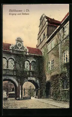 AK Mühlhausen i. Thür., Eingang zum Rathaus