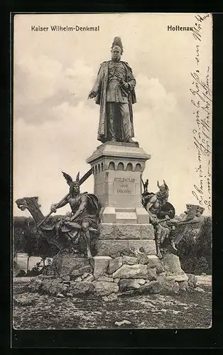 AK Holtenau, vor dem Kaiser Wilhelm Denkmal