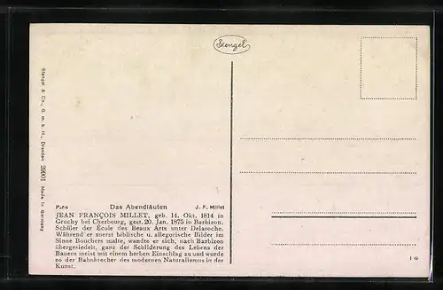 Künstler-AK Stengel & Co. Nr. 29901: Das Abendläuten, Bauern auf dem Feld