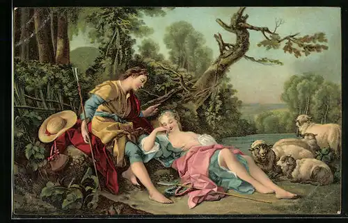 Künstler-AK Stengel & Co. Nr. 29249: La Bergere endormie, Frau mit entblössten Brüsten