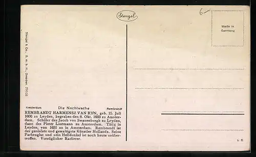 Künstler-AK Stengel & Co. Nr. 29105: Die Nachtwache