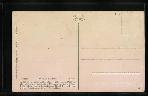 Künstler-AK Stengel & Co. Nr. 29076: Ruth und Naomi, Umarmung auf der Strasse