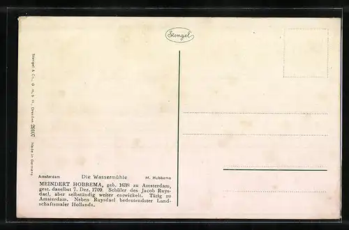 Künstler-AK Stengel & Co. Nr. 29107: Die Wassermühle