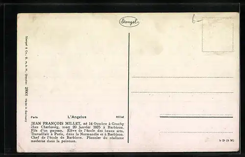 Künstler-AK Stengel & Co. Nr. 29901: L`Angelus, Gebet auf dem Feld