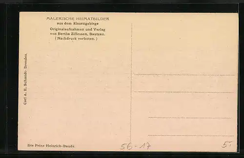 AK Prinz Heinrich-Baude im Riesengebirge, auf dem Hang neben der Baude