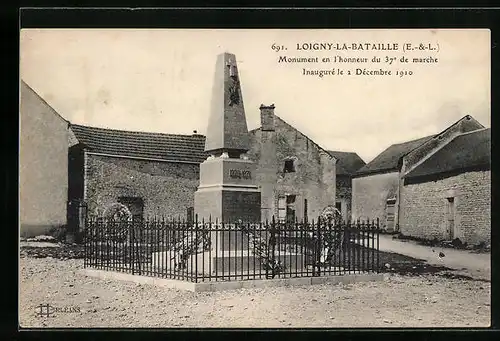 AK Loigny-la-Bataille, Monument en l`honneur du 37e de marche Inaugure le 2 Decembre 1910