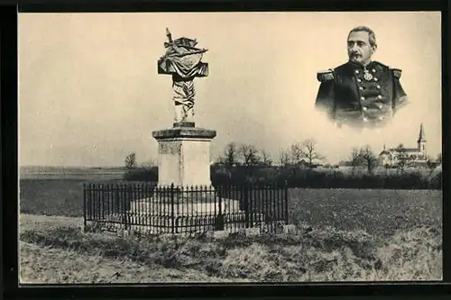 AK Loigny-la-Bataille, Monument eleve a l`endroit ou le General de Sonis tomba grievement blesse