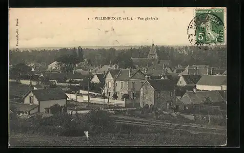 AK Villemeux, Vue generale, L`Eglise