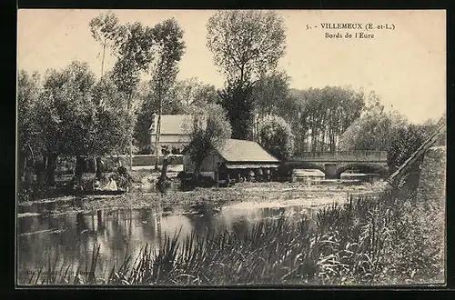 AK Villemeux, Bords de l`Eure, le pont