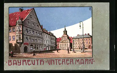 AK Bayreuth, am Rathaus auf dem Unteren Markt