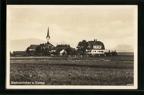 AK Stefanskirchen a. Simssee, Blick zur Kirche