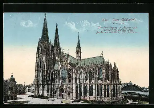 AK Köln, Dom von Süden gesehen