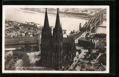 AK Köln, Dom, Bahnhof und Messegelände, Luftbild