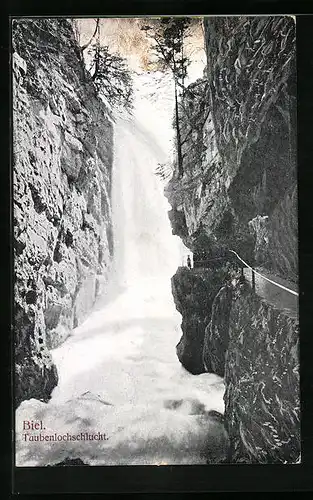 AK Biel, Wasserfall in der Taubenlochschlucht