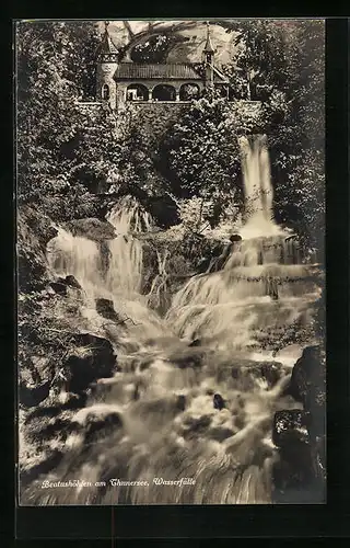 AK Wasserfall der Beatushöhlen am Thunersee