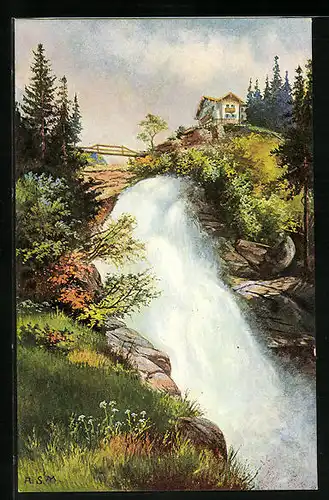 Künstler-AK Krimmler Wasserfall in Tirol