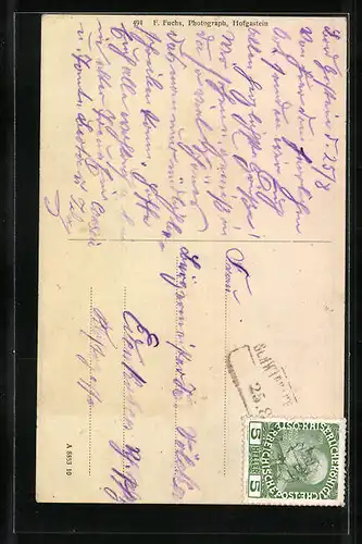 AK Badgastein, Wasserfall und Gebäudeansicht