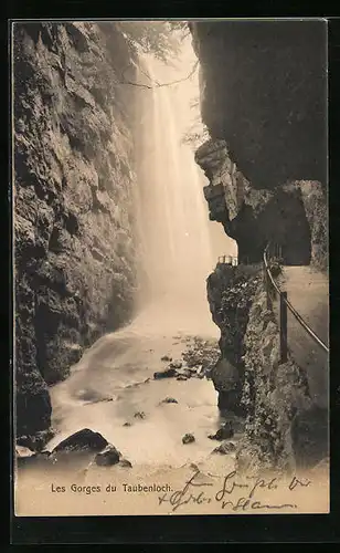 AK Les Gorges du Taubenloch, Wasserfall