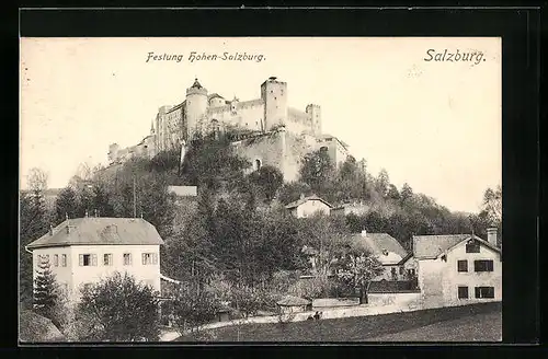 AK Salzburg, Partie mit Blick zur Festung Hohen-Salzburg