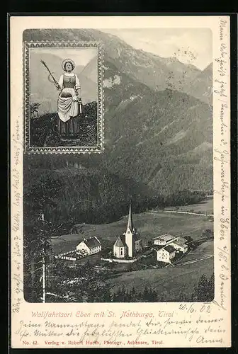 AK Eben, Panorama mit St. Nothburga und Wallfahrtskirche