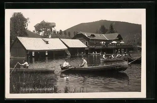 AK Lunz, Ruderpartie und Landungsplatz auf dem Lunzersee