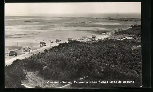 AK Ameland-Hollum, Panorama Zomerhuisjes langs de bosrand