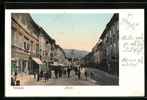 AK Villach, belebter Platz