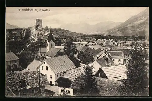 AK Arnoldstein, Teilansicht mit Burgruine