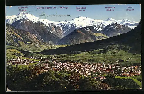 AK Glarus, Totale mit Blick auf die Freiberge