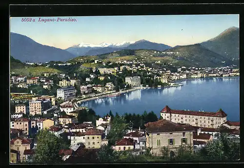 AK Lugano-Paradiso, Panorama aus der Vogelschau