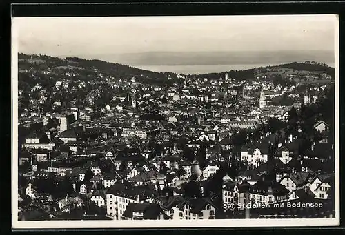 AK St. Gallen, Totale mit Blick auf den Bodensee