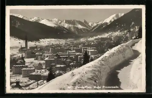 AK Davos-Platz, Hohe Promenade im Winterglanz